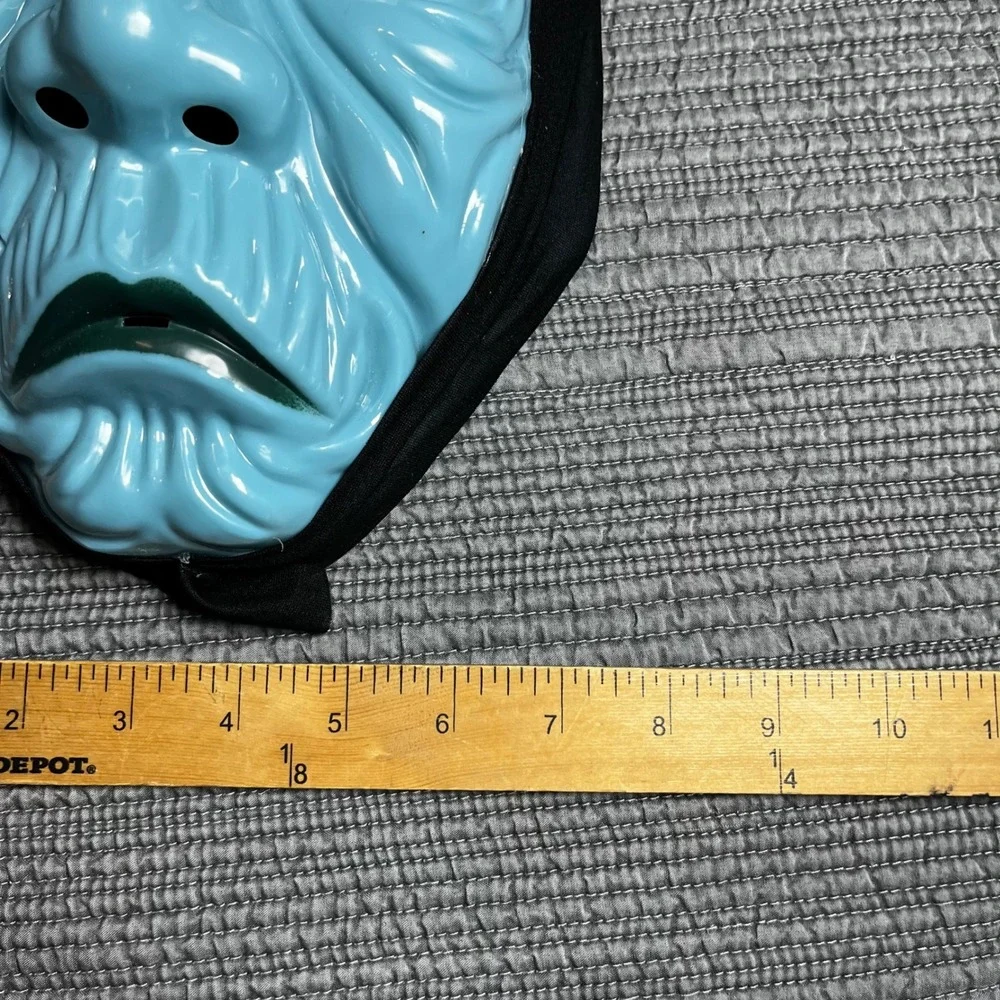 Frankenstein Monster Halloween Mask Blue Zombie Horror Costume Plastic with Hood